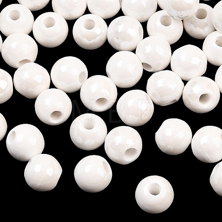 Glazed Porcelain Round Beads PORC-S489-8mm-01-1