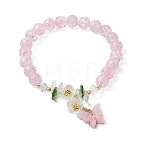 Glass Round Beaded Stretch Bracelet BJEW-JB09811-02-1