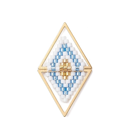Glass Seed Beaded Connector Charms PALLOY-MZ01110-02-1