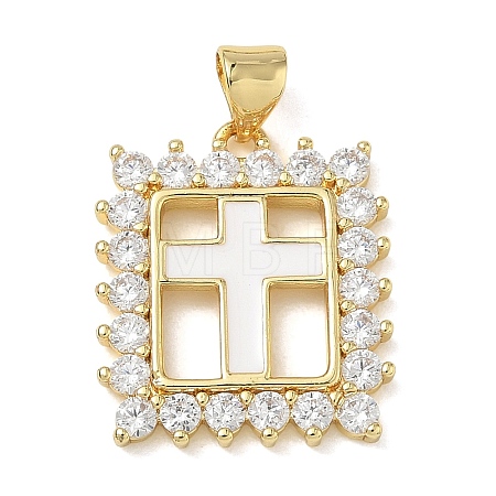 Religion Cross Brass Micro Pave Clear Cubic Zirconia Pendants CU-CBA83A6-03G-G02-1