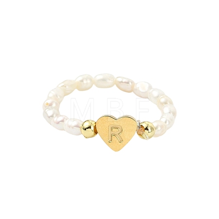 Natural Freshwater Pearl & 304 Stainless Steel Bead Finger Rings RJEW-FS00001-18-1