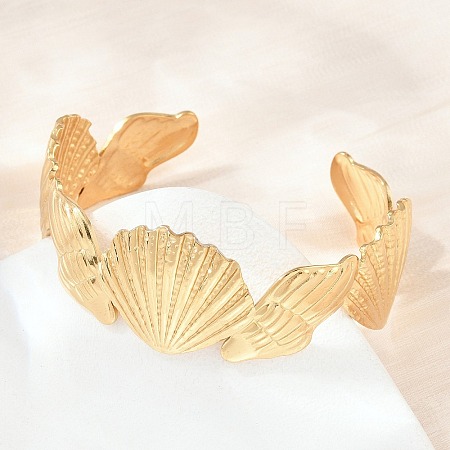 Ocean Theme 304 Stainless Steel Cuff Bangles for Women SA-Z002-03G-02-1