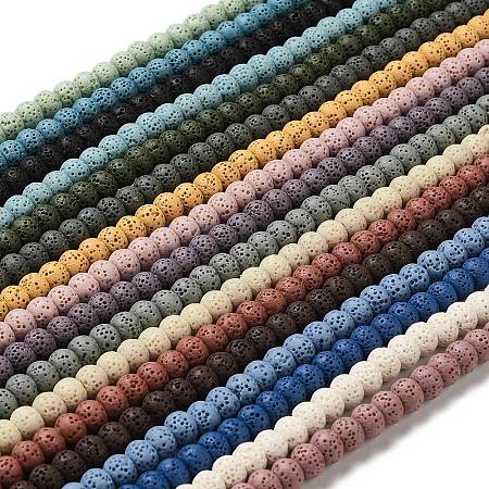 Natural Lava Rock Dyed Beads Strands G-Z036-B01-M-1