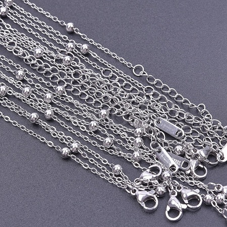 Non-Tarnish 1.6mm Unisex 304 Stainless Steel Satellite Chains Necklaces WG3336-1-1