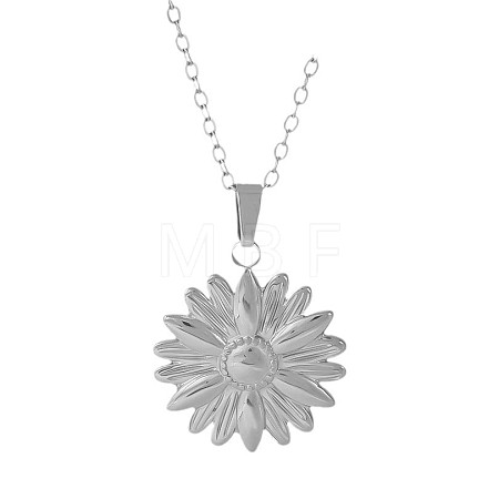 304 Stainless Steel Diasy Flower Pendantl Necklaces Women Fashion Minimalist Design Jewelry GH9926-1-1