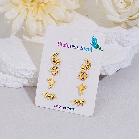 304 Stainless Steel Earring Sets EJEW-S248-07G-1