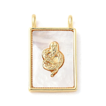 Brass Pave Natural White Shell Pendants KK-S522-02A-G-1