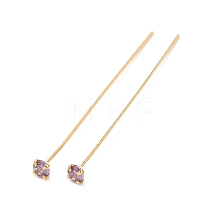 Brass Micro Pave Cubic Zirconia Stud Earring Findings CU-CBA4618-01G-07-1