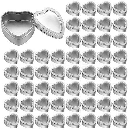 60Pcs Tinplate Packing Boxes with Visible Window Lid CON-WA0001-12-1