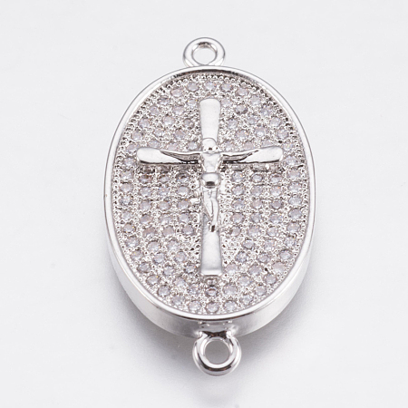 Brass Micro Pave Cubic Zirconia Links ZIRC-E148-22P-1