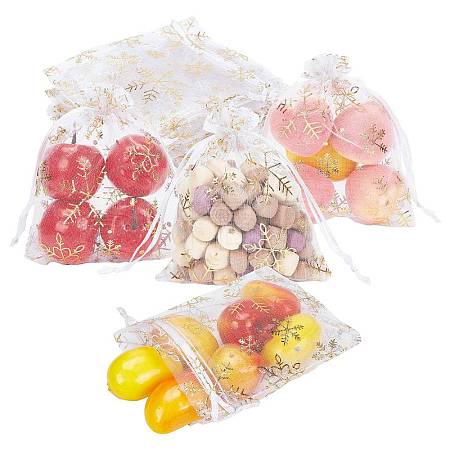 ChristmasSsnowflake Organza Gift Bags OP-WH0012-03-1