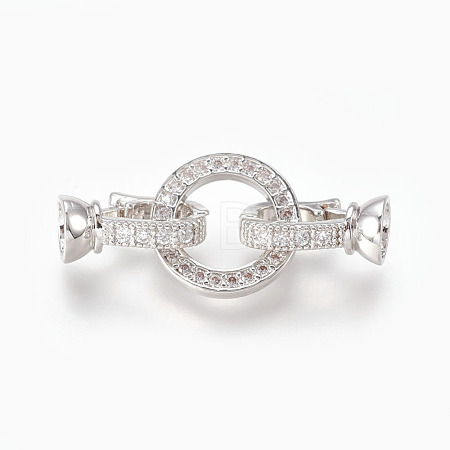 Brass Micro Pave Cubic Zirconia Fold Over Clasps KK-P164-14P-1