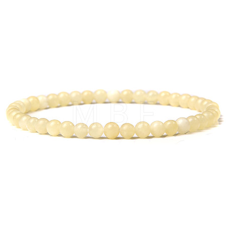 4mm Round Natural Yellow Jade Beads Bracelet for Men LS-KG3069-31-1