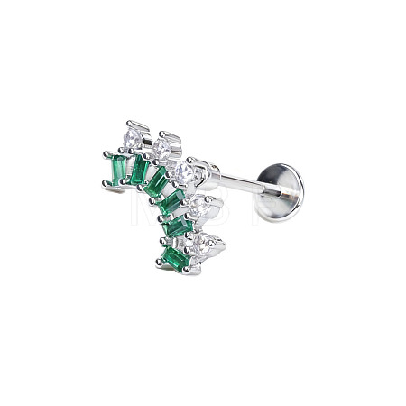 316L Surgical Stainless Steel Pave Green Cubic Zirconia Cartilage Earrings FS-WGC0A44-02-1