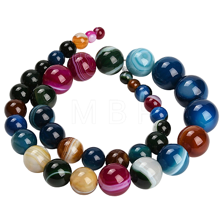 1 Strand  Natural Banded Agate Graduated Beads Strands G-PA0002-04A-1