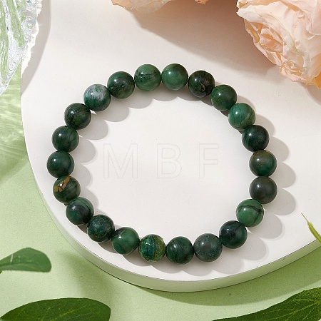 Round Natural African Jade Beads Stretch Bracelets for Women BJEW-JB11404-1