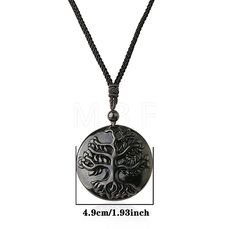 Natural Obsidian Pendant Necklace for Men PW-WG33725-05-1