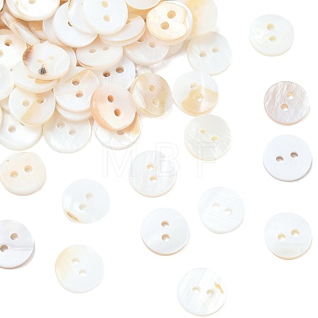 2-Hole Shell Flat Round Buttons BUTT-P012-11-1