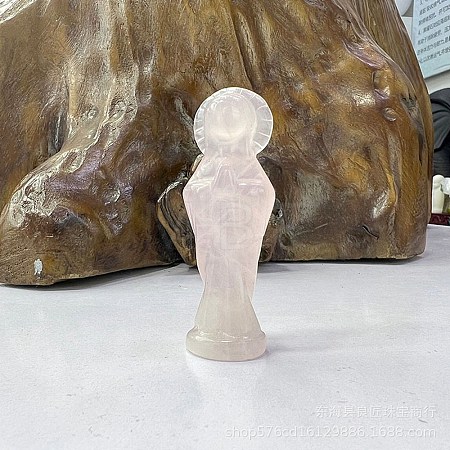 Natural Rose Quartz Carved Healing Goddess Figurines PW-WG60907-03-1