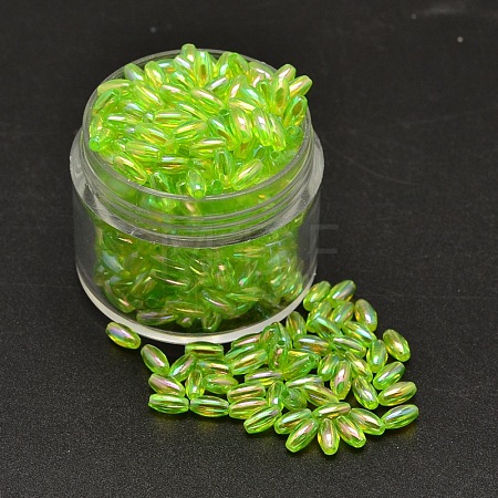 AB Color Plated Rice Electroplated Eco-Friendly Transparent Acrylic Beads PACR-I002-35-1