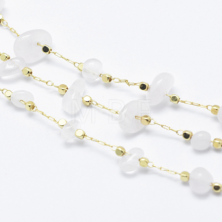 3.28 Feet Handmade Natural Rose Quartz Beaded Chains X-CHC-I026-D-03G-1