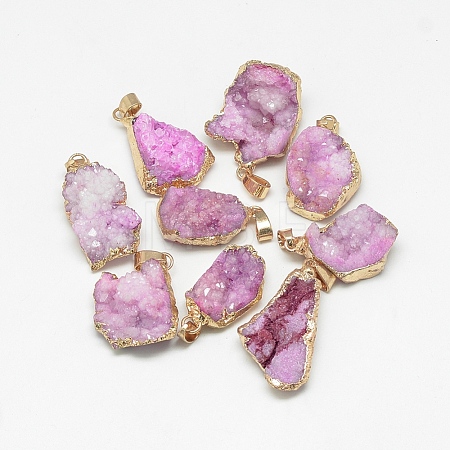Natural Druzy Agate Pendants G-Q494-76B-1