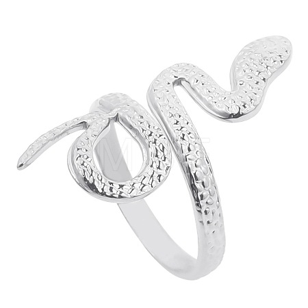 Non-Tarnish Snake 304 Stainless Steel Open Cuff Ring for Women FM9814-1-1