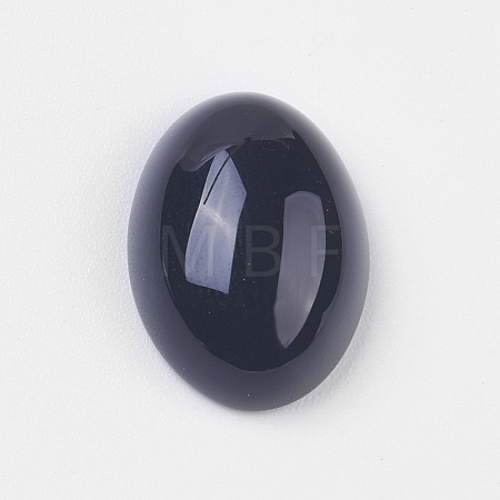 Natural Dyed & Heated Black Agate Cabochons G-BA8x6x3-1