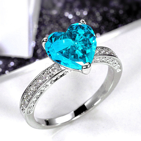 Brass Micro Pave Cubic Zirconia Finger Rings for Women FS-WGC99AF-19-1
