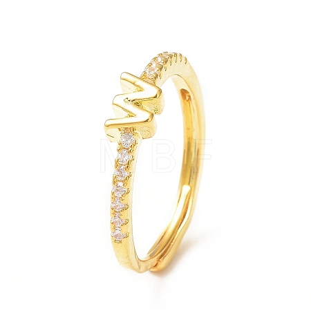 Clear Cubic Zirconia Initial Letter Adjustable Ring RJEW-C052-01G-W-1
