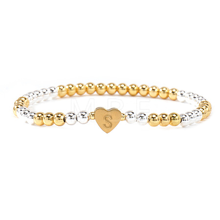 Brass Beads Stretch Bracelets for Women CW0227-17-1