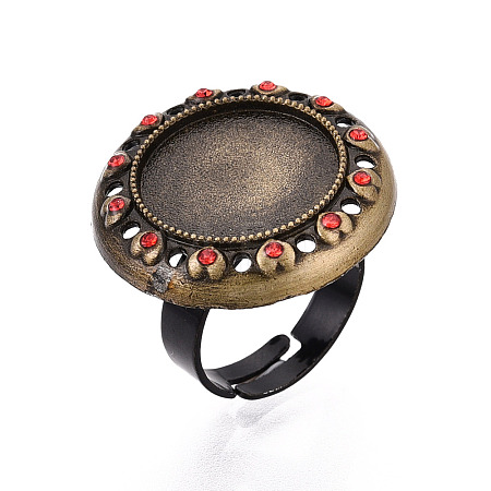 Adjustable Alloy & Iron & Rhinestone Bezel Cup Ring Base with Rotatable Tray MAK-T012-10AB-1