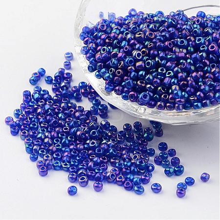 Round Transparent Colors Rainbow Glass Seed Beads X-SEED-A007-3mm-168-1