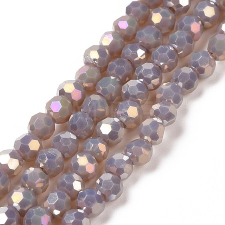 Faceted(32 Facets) Round Full Rainbow Plated Electroplate Glass Beads Strands EGLA-J130-FR12-1