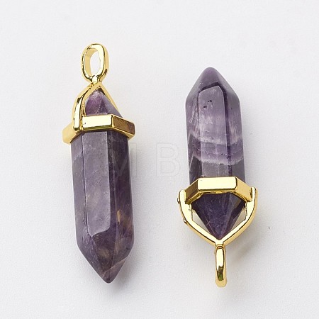 Natural Amethyst Pointed Pendants X-G-G902-A04-1