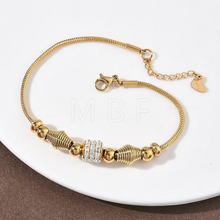 European Style Polymer Clay Rhinestones & 201 Stainless Steel Beaded Bracelets BJEW-G765-02G-1