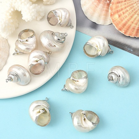 Electroplated Spiral Shell Pendants BSHE-YW0001-07P-1
