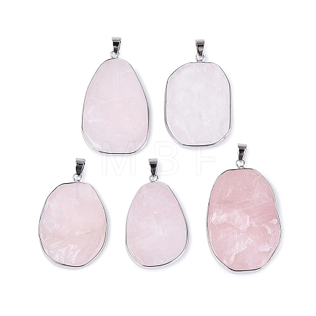 Natural Rose Quartz Pendants G-N362-04P-04-1