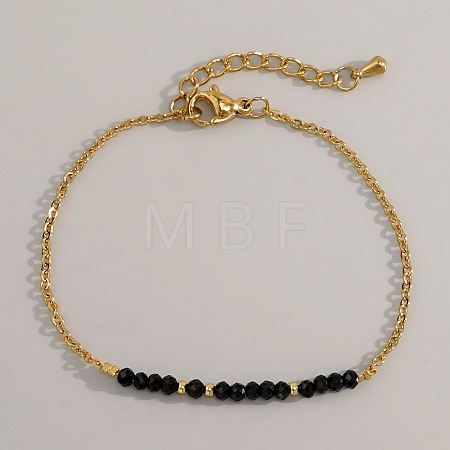 Natural Obsidian Beads Link Bracelets AL8612-8-1