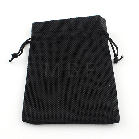 Polyester Imitation Burlap Packing Pouches Drawstring Bags ABAG-R005-9x7-09-1