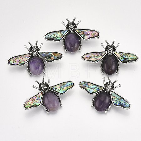 Natural Amethyst Brooches/Pendants G-S353-08J-1
