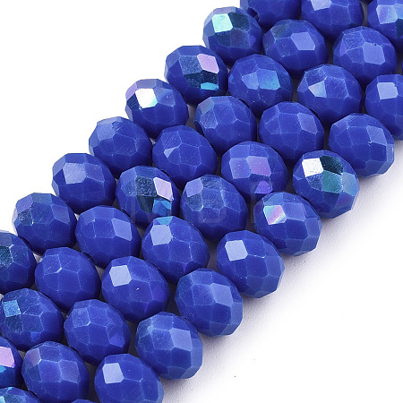 Electroplate Opaque Solid Color Glass Beads Strands EGLA-A044-P8mm-L32-1
