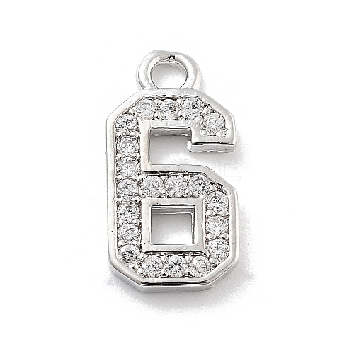 Brass Micro Pave Clear Cubic Zirconia Pendants ZIRC-I067-02G-1