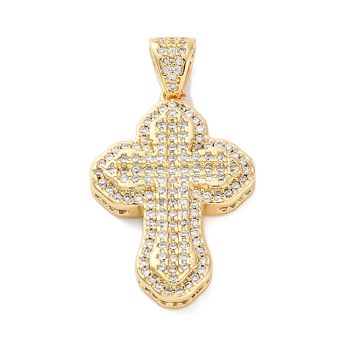 Brass Micro Pave Cubic Zirconia Pendants KK-S510-48G-01-1