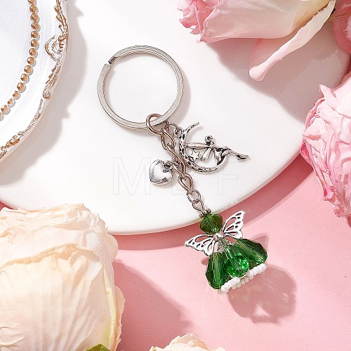 Glass & Tibetan Style Alloy Keychain KEYC-MZ00037-09-1