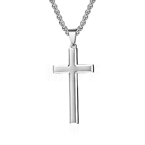 Stainless Steel Cross Pendant Unisex Necklaces TQ5525-2-1