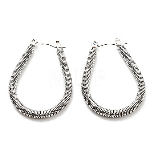 304 Stainless Steel Teardrop Hoop Earrings EJEW-B023-04P-1