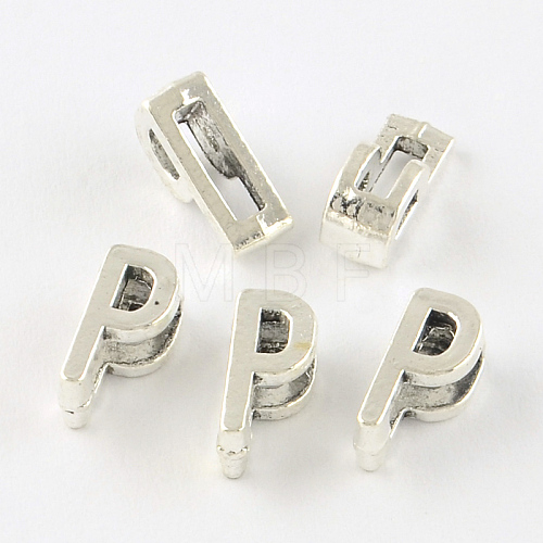 Antique Silver Plated Alloy Letter Slide Charms X-TIBEP-S296-P-RS-1