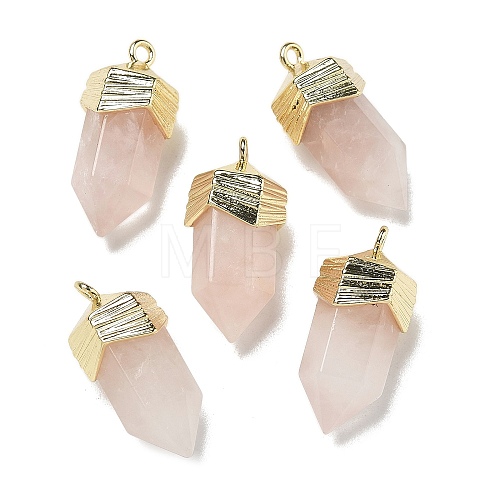 Natural Rose Quartz Faceted Pendants G-G181-03G-04-1