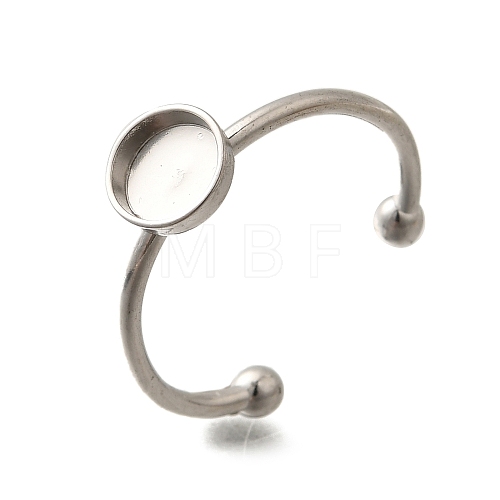 304 Stainless Steel Open Cuff Ring Components STAS-M057-01B-P-1